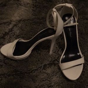 White ankle strap heel